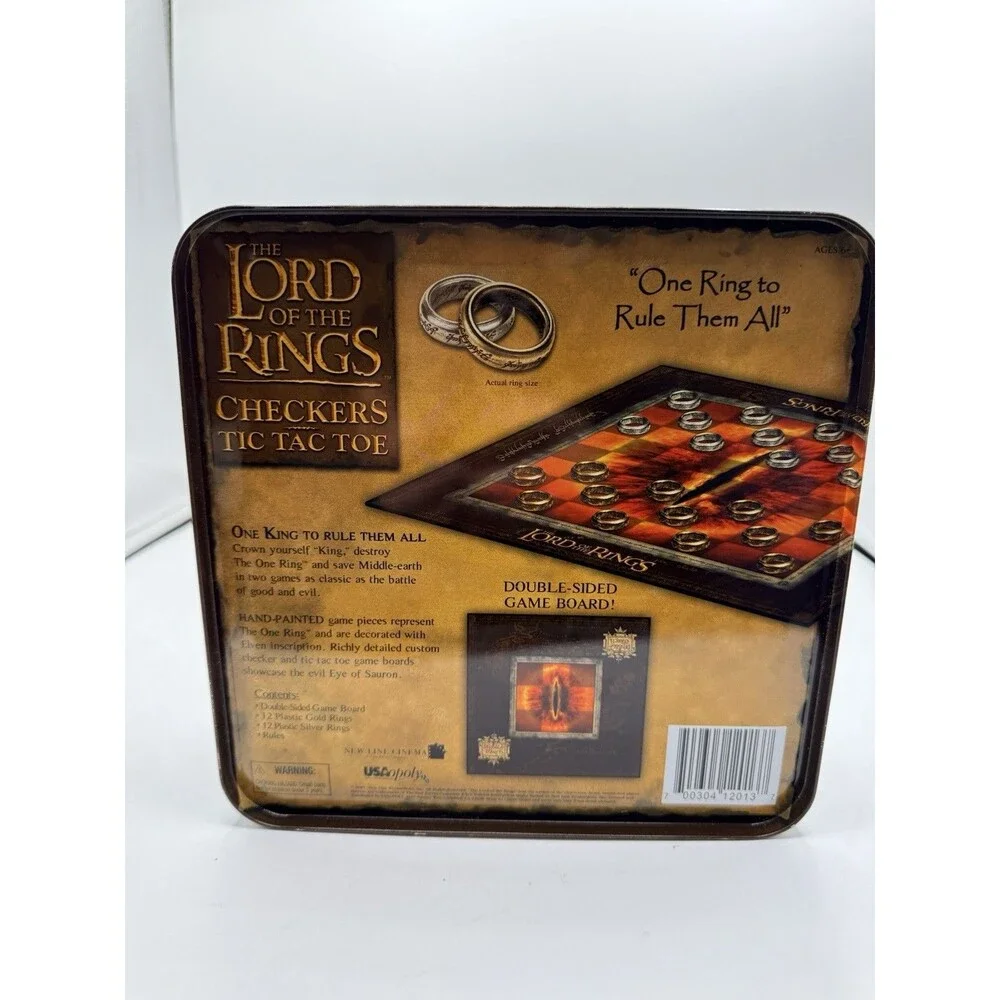 The Lord of the Rings Checkers Tic Tac Toe Game in Collectible Tin Complete
